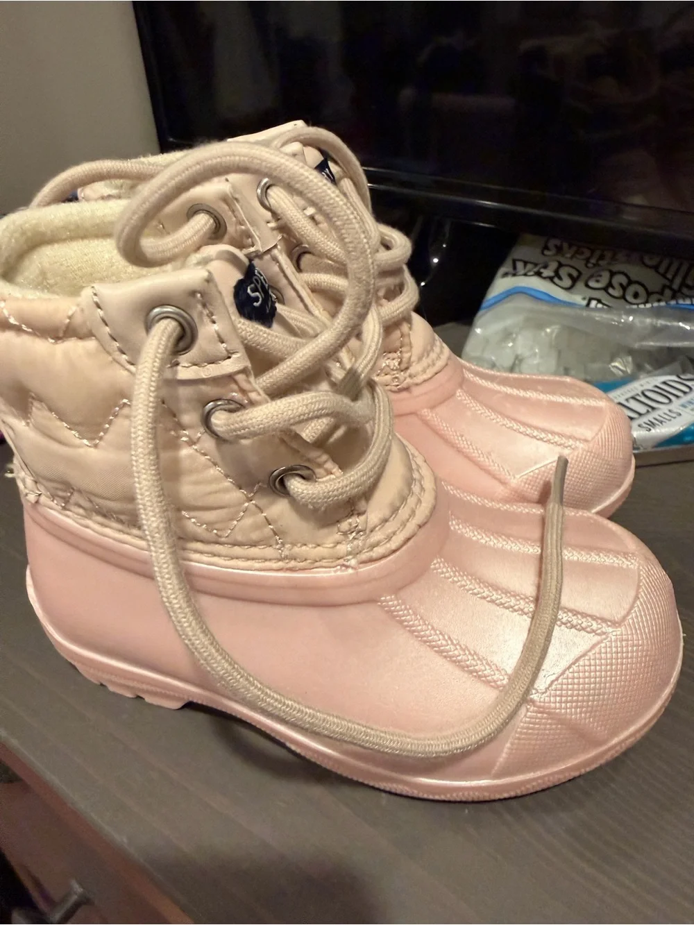 Sperry Pink Lace-Up Kids Rain & Snow Boots